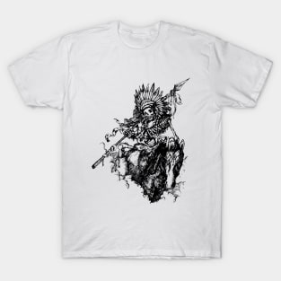 Apache Skull Warrior on Horse T-Shirt